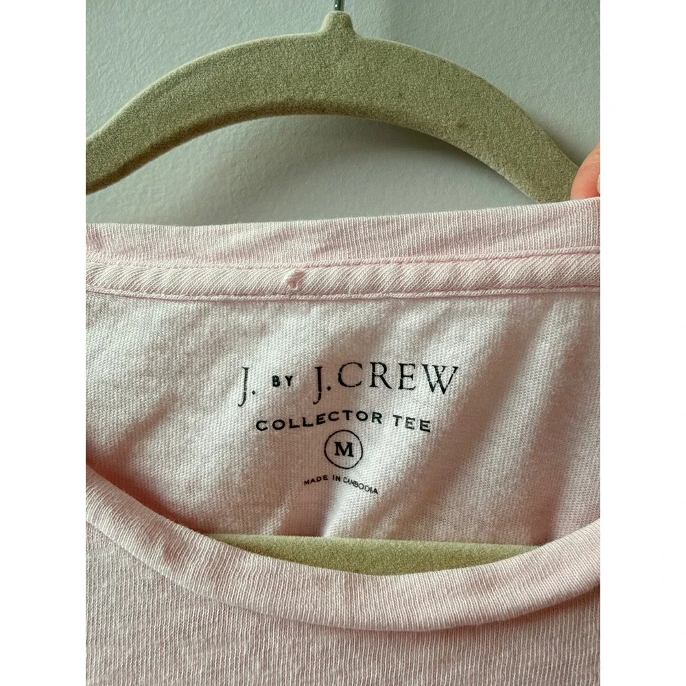 J. Crew Collector Tee Women M Pink Strawberry Graphic Coquette Cottagecore Fruit